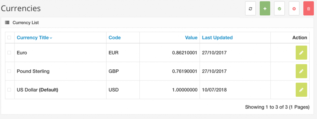 Managing currencies